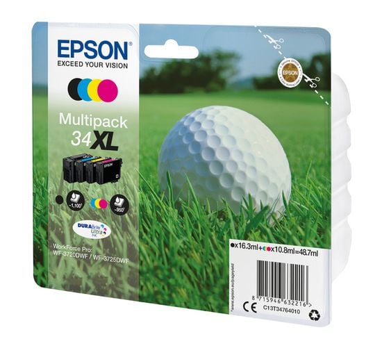 Cartouches D'encre Golf Ball Multipack 4-colours 34xl Durabrite Ultra Ink