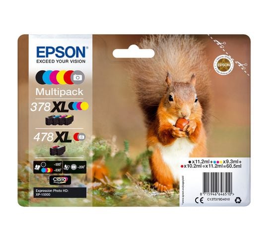 Cartouches D'encre Squirrel Multipack 6-colours 378xl / 478xl Claria Photo Hd Ink