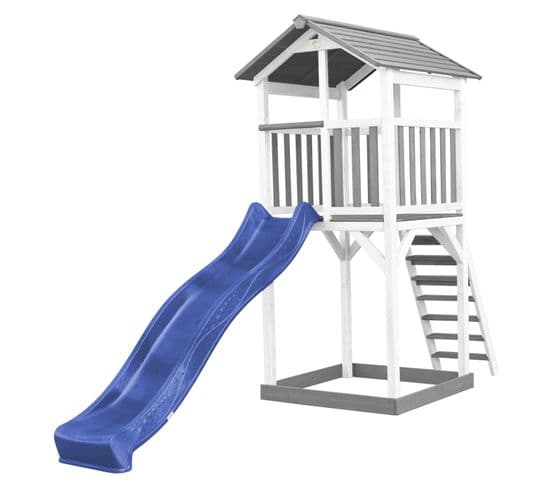 Beach Tower Aire De Jeux Avec Toboggan En Bleu et Bac à Sable   Grande Maison Enfant Extérieur