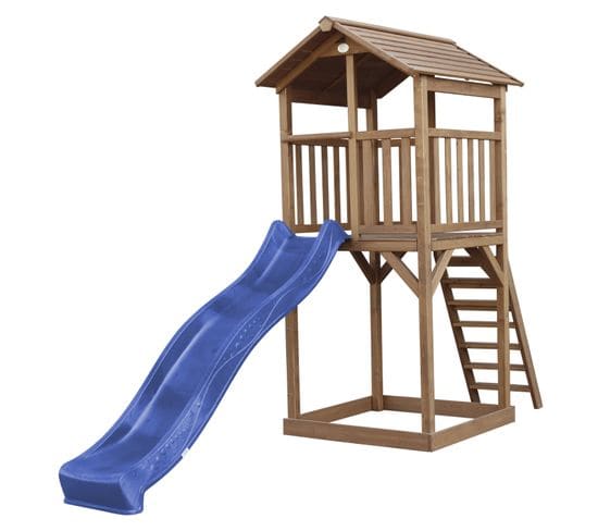 Beach Tower Aire De Jeux Avec Toboggan En Bleu et Bac à Sable   Grande Maison Enfant Extérieur
