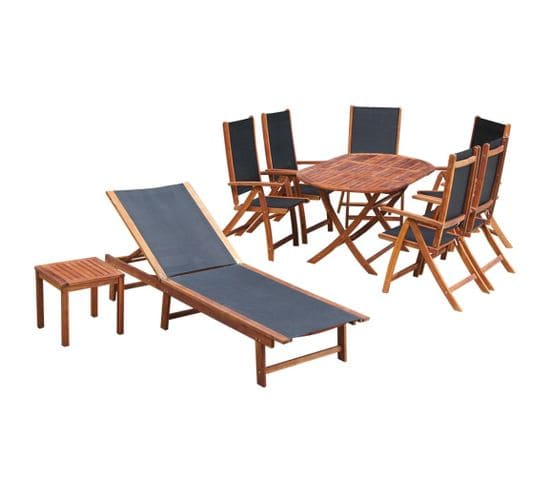 Mobilier À Dîner D'extérieur 9 PCs Et Coussins Acacia Solide