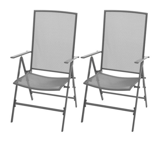 Chaises Empilables De Jardin 2 PCs Acier Gris