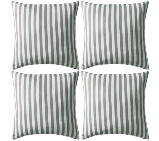 Oreiller D'extérieur 4 PCs Impression Rayure 45 X 45 Cm Gris