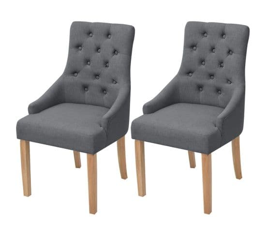 Chaises À Manger Lot De 2 Gris Foncé Tissu