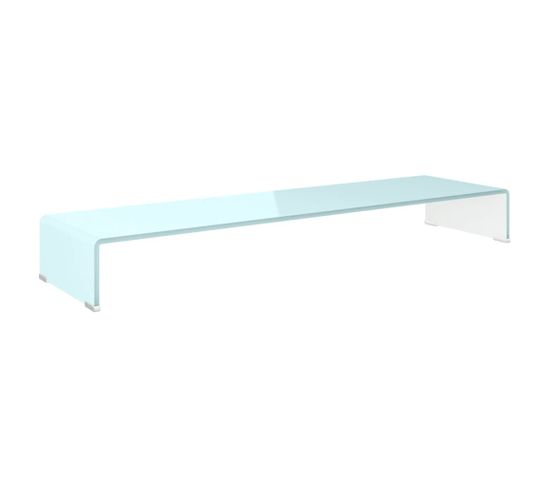 Meuble TV/ Support Pour Moniteur 110 X 30 X 13 Cm Verre Blanc