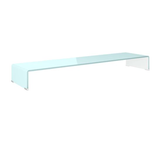 Meuble TV/ Support Pour Moniteur 120 X 30 X 13 Cm Verre Blanc