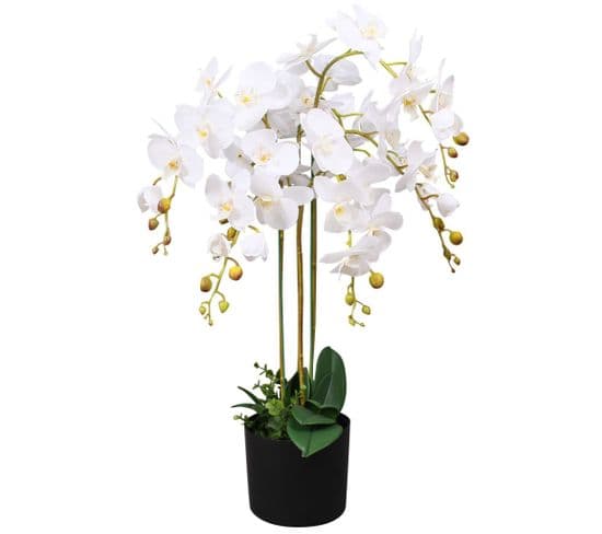 Plante Artificielle Avec Pot Orchidée 75 Cm Blanc