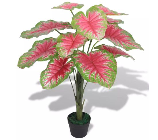 Plante Artificielle Avec Pot Caladium 85 Cm Vert Et Rouge