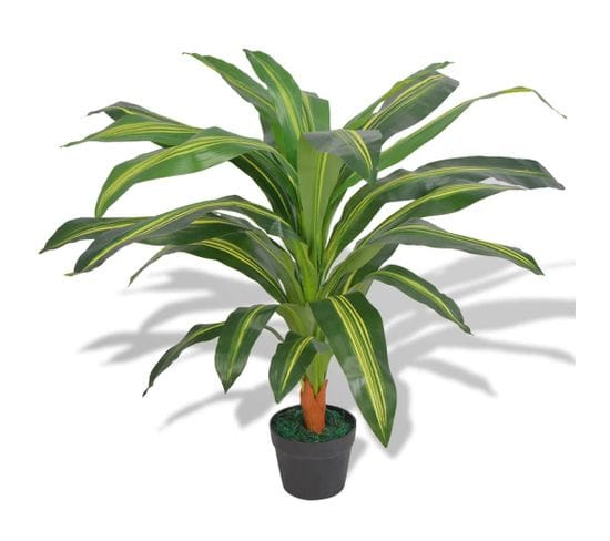 Plante Artificielle Avec Pot Dracaena 90 Cm Vert