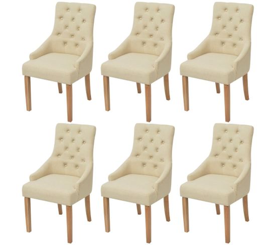 Chaises À Manger Lot De 6 Crème Tissu