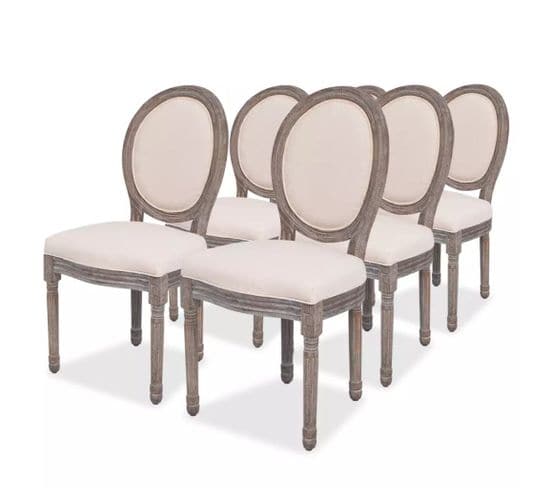 Chaises À Manger Lot De 6 Crème Tissu