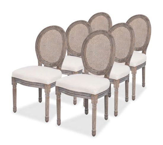 Chaises À Manger Lot De 6 Crème Tissu