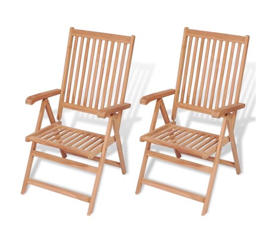 Chaises Inclinables De Jardin 2 PCs Bois De Teck Solide