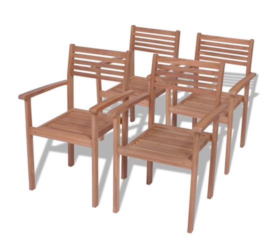 Chaises Empilables De Jardin 4 PCs Bois De Teck Solide