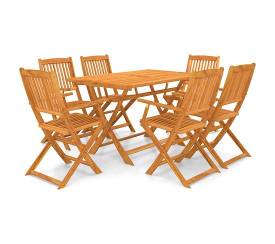 Mobilier à dîner pliable de jardin 7 pcs Bois d'acacia solide