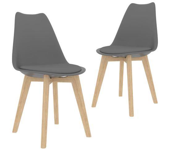 Chaises À Manger Lot De 2 Gris Plastique