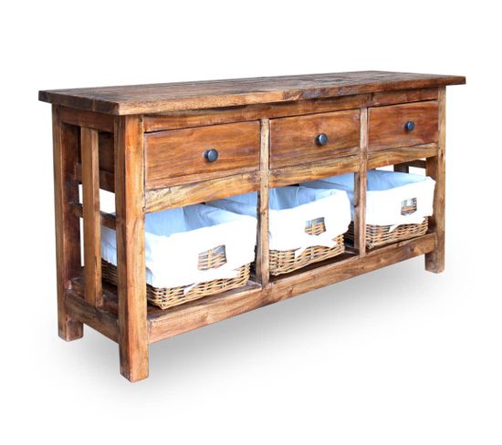 Buffet Bois De Récupération Massif 100 X 30 X 50 Cm