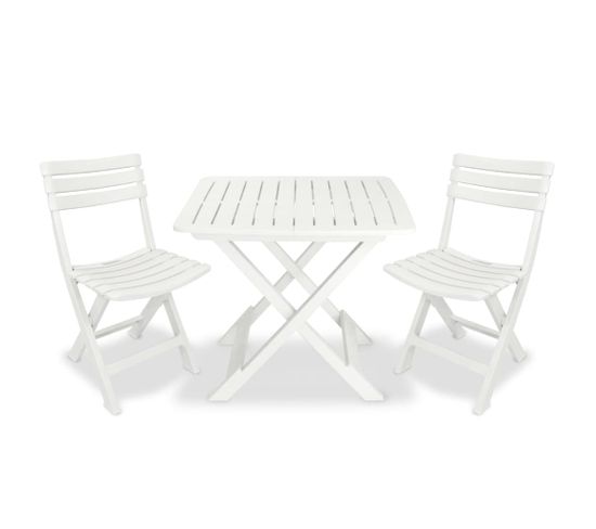 Ensemble De Bistro Pliable 3 Pièces Plastique Blanc