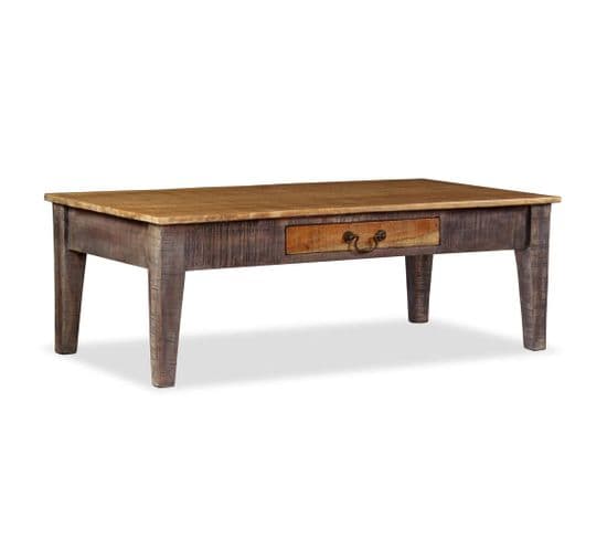 Table Basse Bois Massif Vintage 118 X 60 X 40 Cm