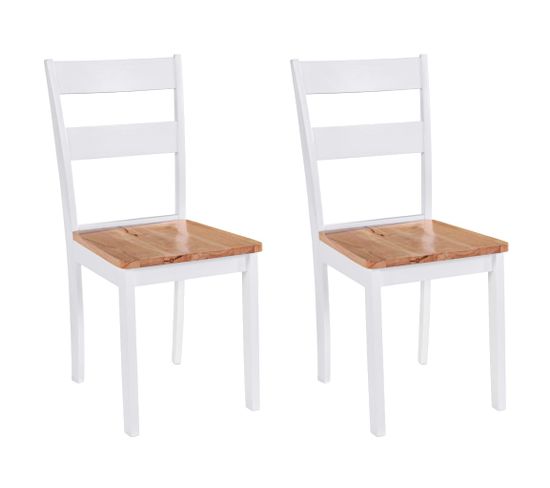 Chaises À Manger Lot De 2 Blanc Bois D'hévéa Massif