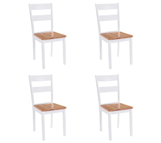 Chaises À Manger Lot De 4 Blanc Bois D'hévéa Massif