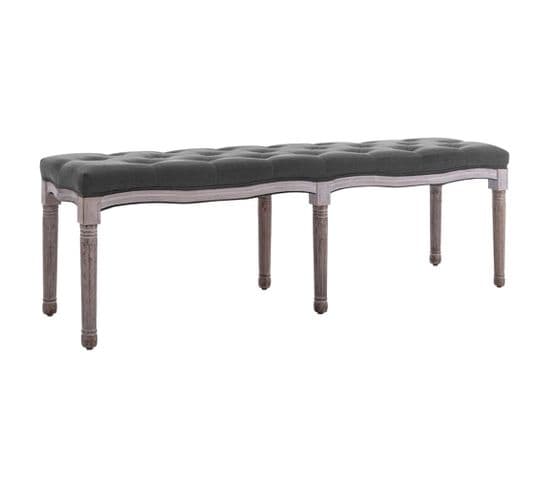 Vidaxl Banc Lin Bois Solide 150x40x48 Cm Gris Foncé Siège Salle De Séjour Salon Maison Intérieur