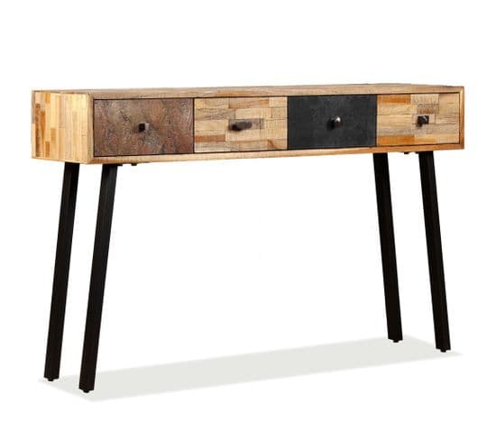 Table Console Teck Massif De Récupération 120 X 30 X 76 Cm