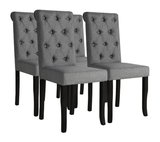 Chaises À Manger Lot De 4 Gris Foncé Tissu