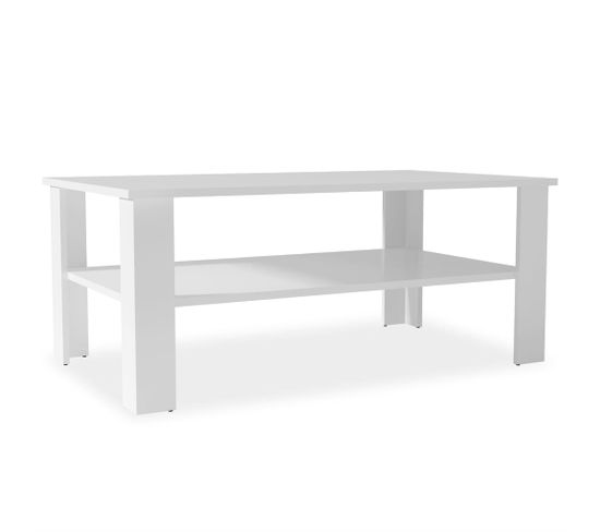 Table Basse En Aggloméré 100x59x42 Cm Blanc