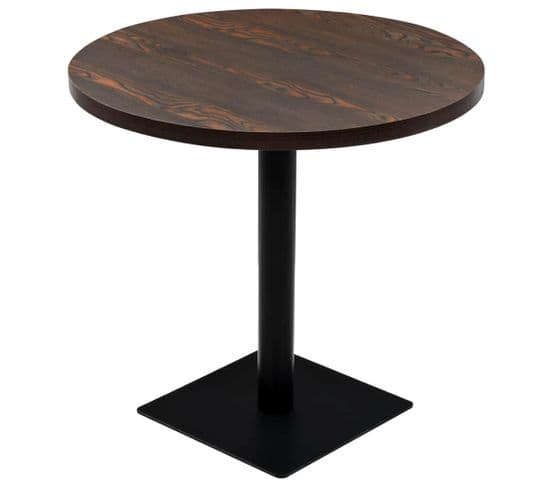 Table De Bistro Mdf Et Acier Rond 80 X 75 Cm Frêne Foncé