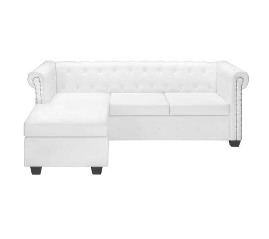 Canapé Chesterfield En Forme De L Cuir Synthétique Blanc 1