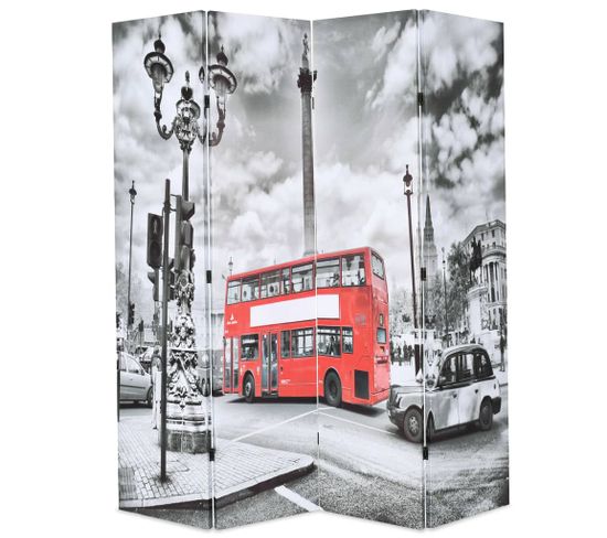 Paravent 160 X 170 Cm Bus Londonien Noir Et Blanc