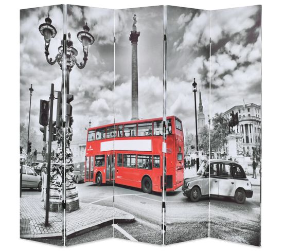 Paravent 200 X 170 Cm Bus Londonien Noir Et Blanc