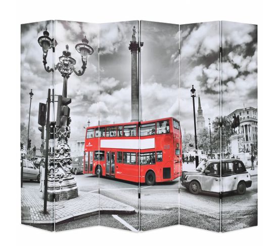 Paravent 228 X 170 Cm Bus Londonien Noir Et Blanc