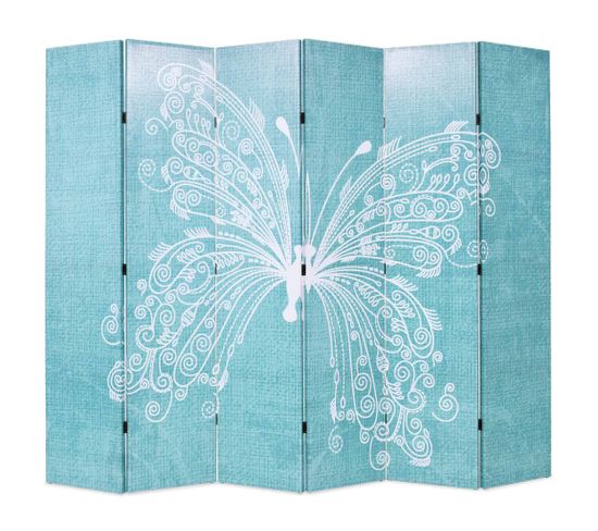 Cloison De Séparation Pliable 228 X 170 Cm Papillon Bleu