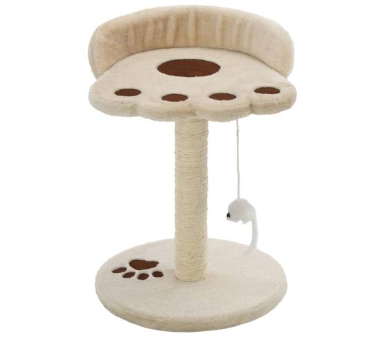 Arbre À Chat Avec Griffoir En Sisal 40 Cm Beige Et Marron