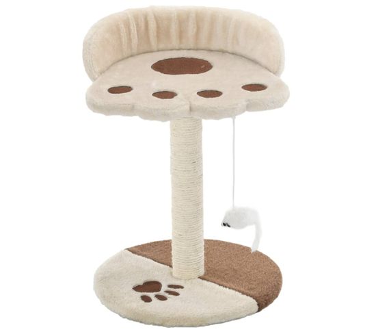 Arbre À Chat Avec Griffoir En Sisal 40 Cm Beige Et Marron