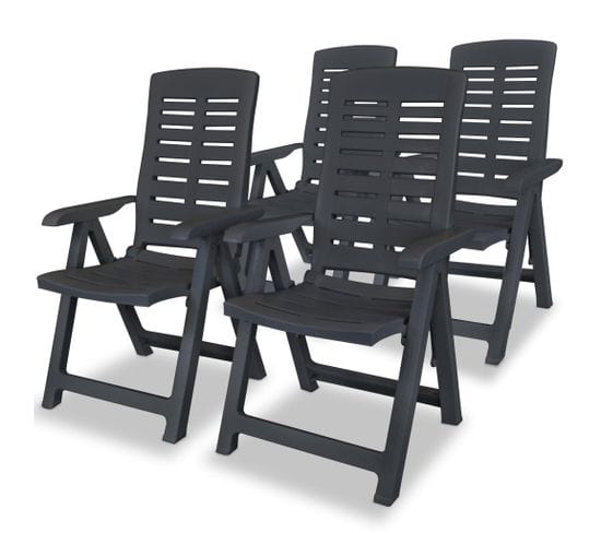 Chaises Inclinables De Jardin 4 Pièces Plastique Anthracite