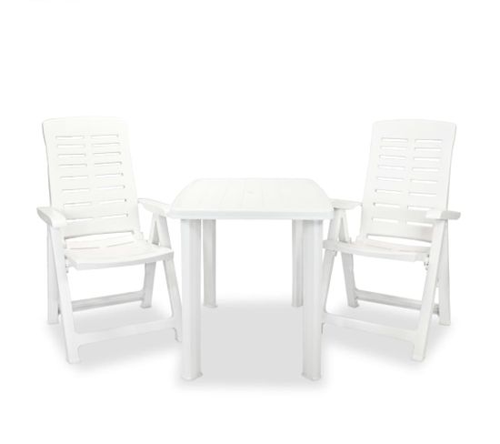 Mobilier De Bistro 3 Pièces Plastique Blanc