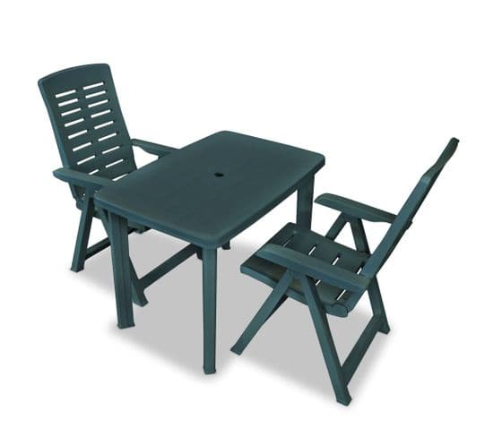 Mobilier De Bistro 3 Pièces Plastique Vert