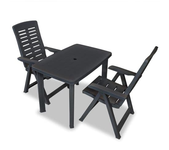 Mobilier De Bistro 3 Pièces Plastique Anthracite