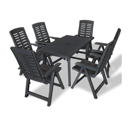 Mobilier à Dîner D'extérieur 7 Pièces Plastique Anthracite