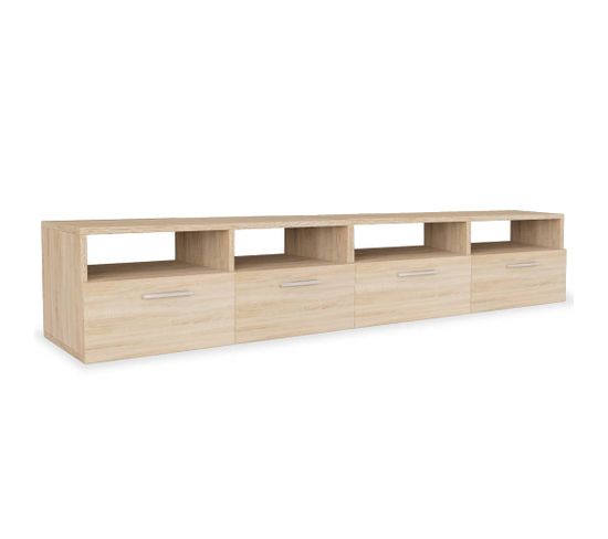 Meuble TV 2 PCs Aggloméré 95 X 35 X 36 Cm Chêne