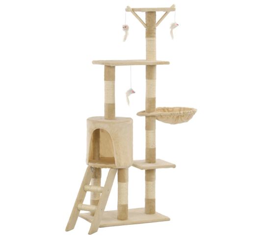 Arbre À Chat Avec Griffoirs En Sisal 138 Cm Beige