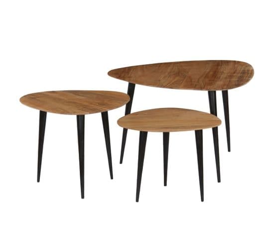 Tables Basses 3 PCs Bois D'acacia Massif