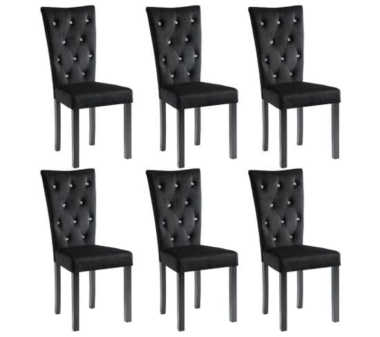 Chaises à Manger Lot De 6 Noir Velours