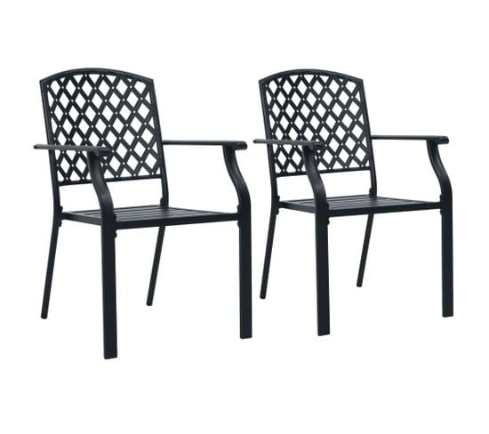 Chaises Empilables D'extérieur 2 Pièces Acier Noir