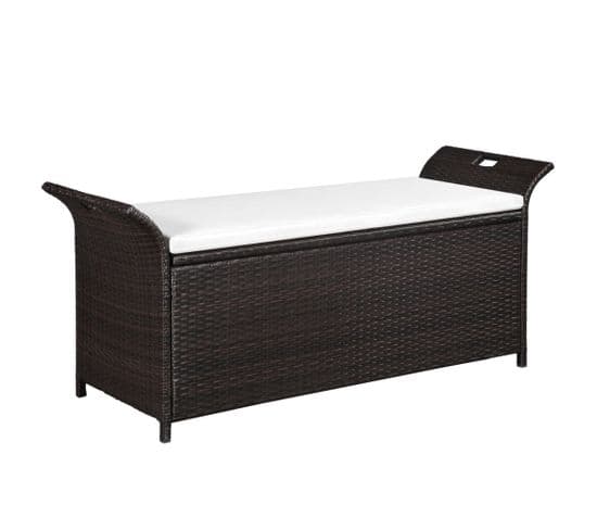 Banc de jardin avec coussin 138 cm Résine tressée Marron