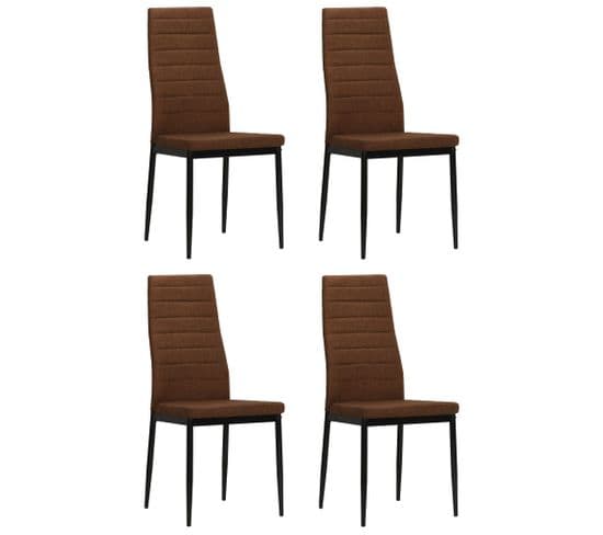 Chaises à Manger Lot De 4 Marron Tissu