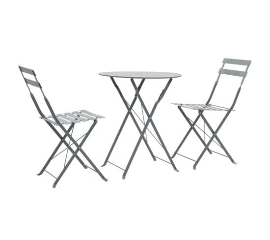 Mobilier De Bistro 3 PCs Acier Gris